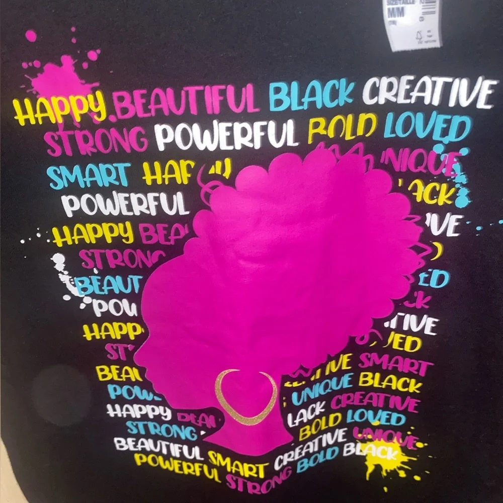 The Children’s Place Girls Black Afro Graphic Tee Size M 7/8 NWT